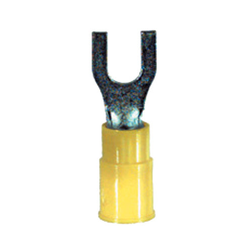12-10 Gauge Fork Spade Terminal #10 Stud PVC Insulated Yellow