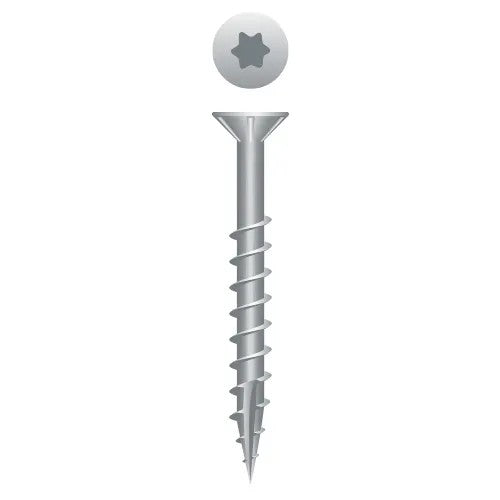 #8 x 1-1/4 Inch Stainless Steel Type 17 Point Torx Flat Head With Nibs Wood Screw