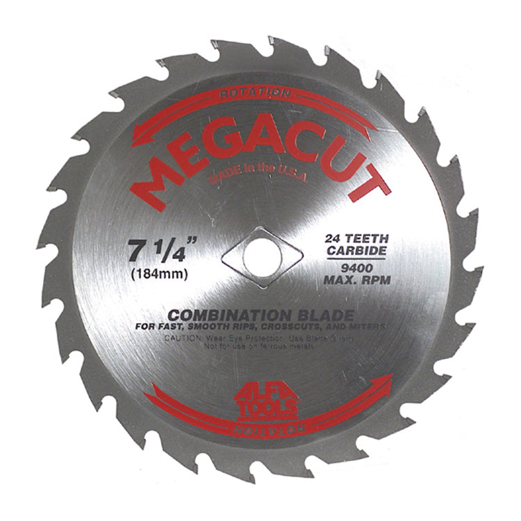 7-1/4 Inch 24 Teeth Heavy Duty Megacut Combination Circular Saw Blade