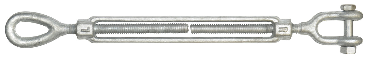 5/8 Inch X 12 Inch Hot Galvanized 1030 Carbon Steel Jaw And Eye Turnbuckle
