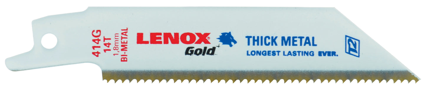 6 Inch x 3/4 Inch Lenox Gold Reciprocating Saw Blade- 18 Tpi - Medium & Thin Metals