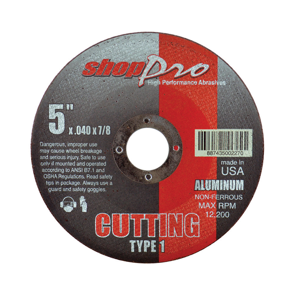 Shop Pro Type 1 Aluminum Cut-Off Wheel - 5" x 0.040" x 7/8"