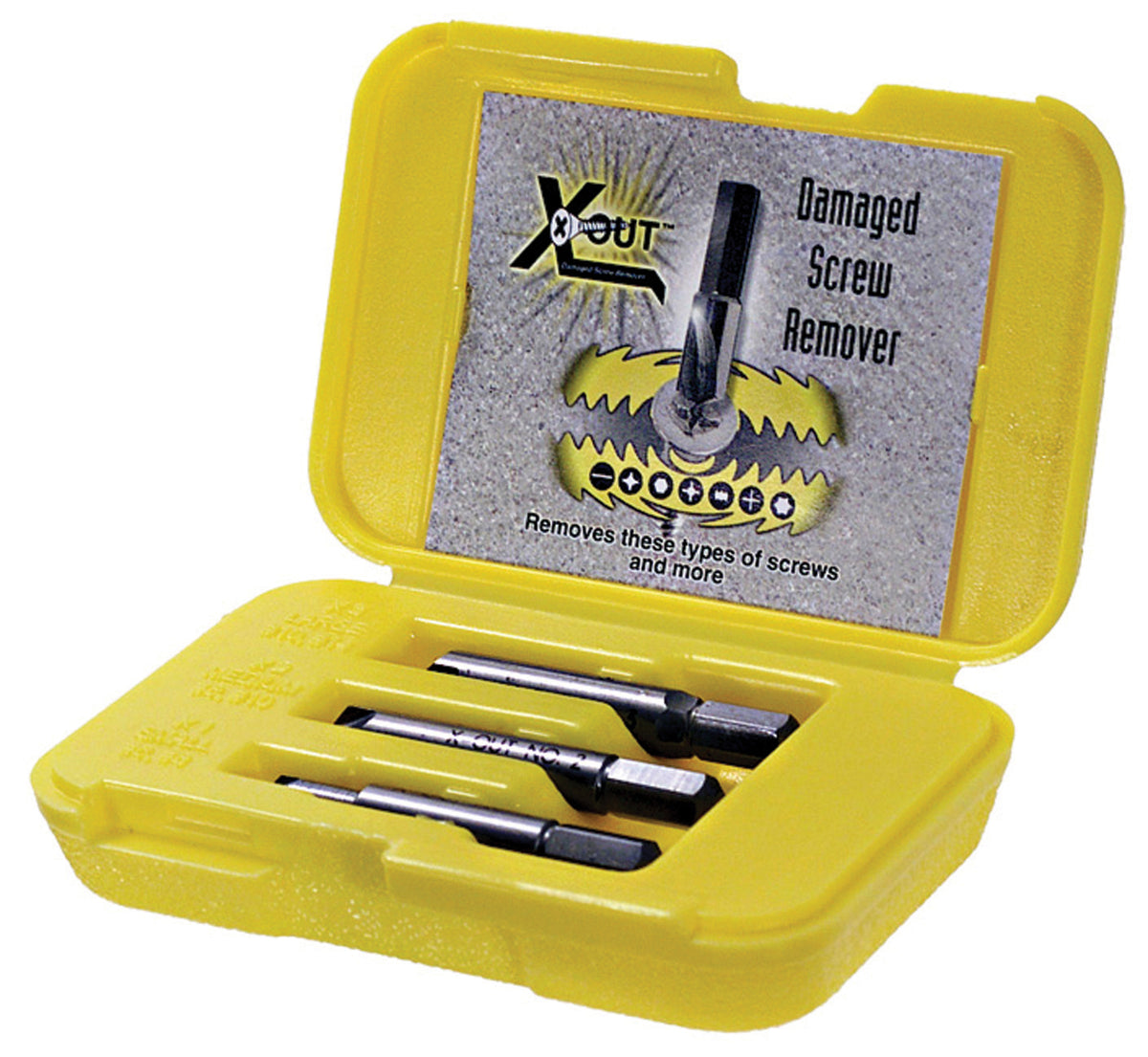 3-Piece 3/8 Inch Drill Tool Steel X-Out Damaged Screw Extractor Set