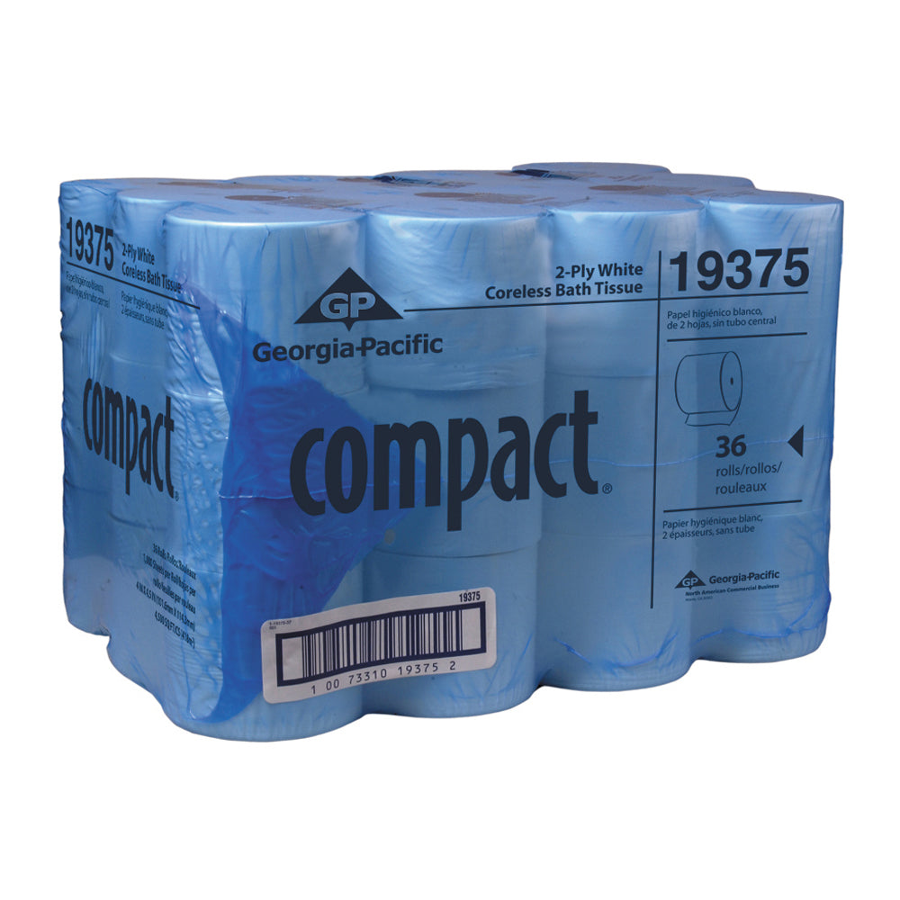 Compact Coreless 2-Ply Bathroom Tissue 1000 Sheets Per Roll