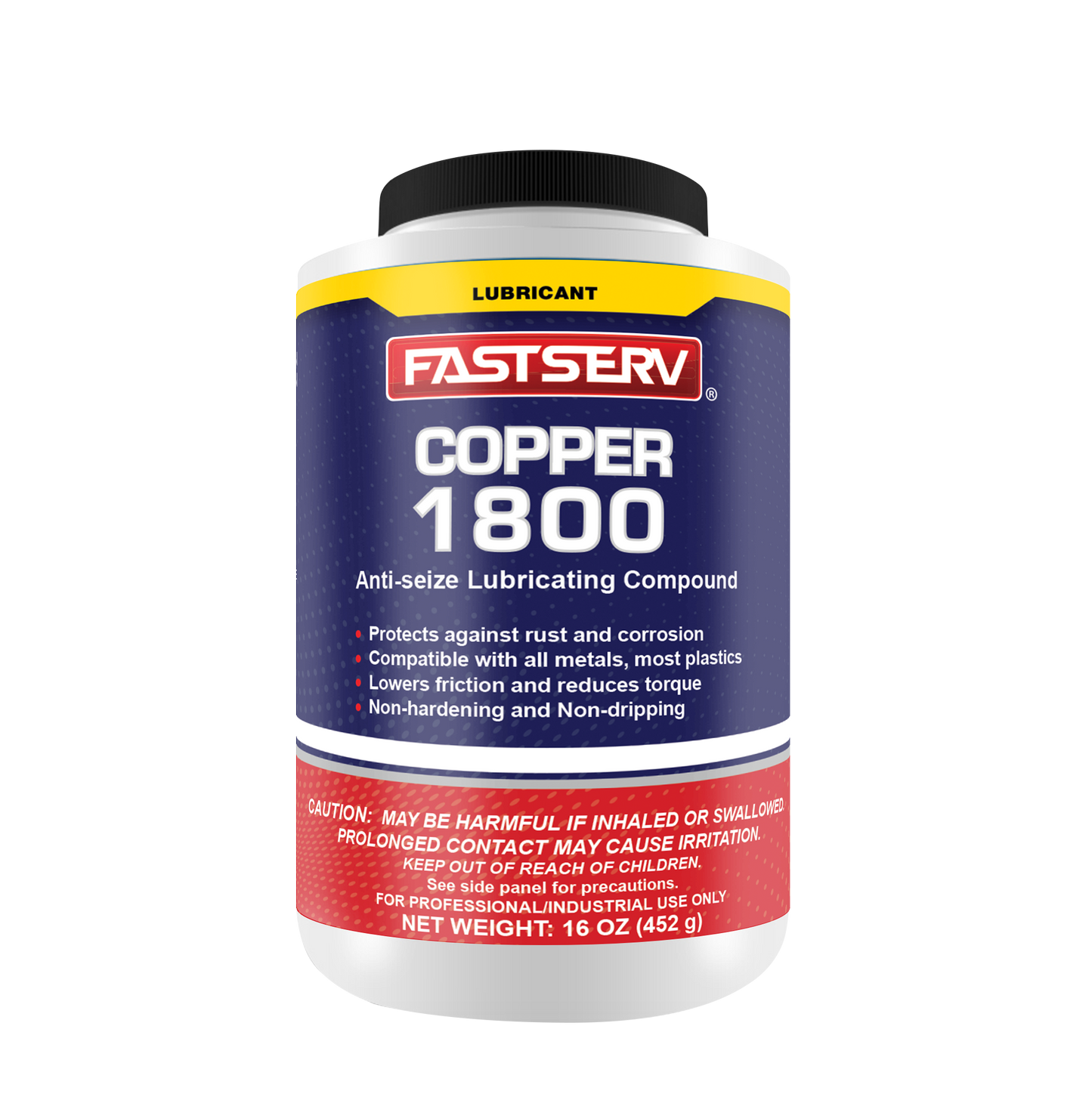 Fastserv Copper 1800 Anti-Seize Lubricant Compound - 16 Oz Net Weight, Brush Top