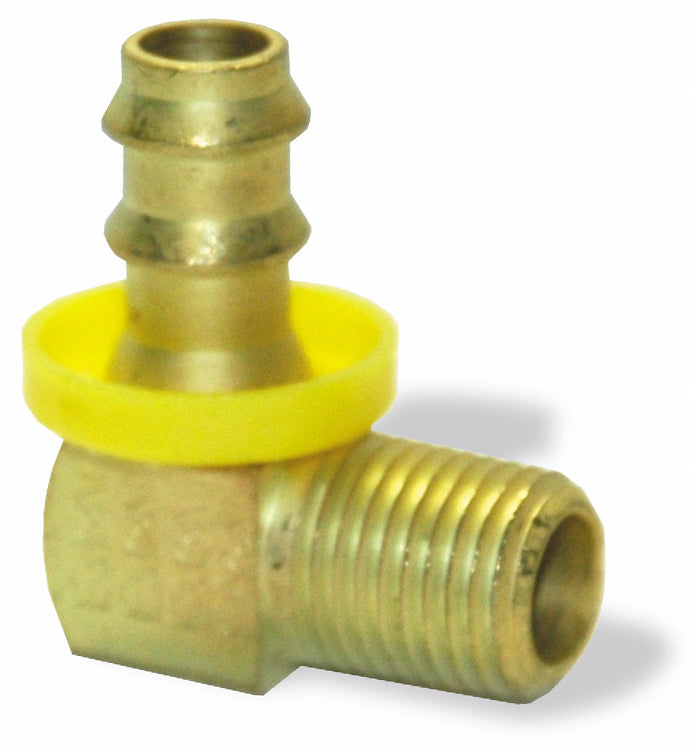 3/8 Inch X 1/8 Inch MPT X Barb Hose CA360 Brass Barb-Tite 90 Degree Male Pipe Rigid Elbow