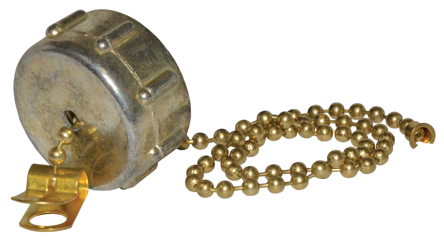 3/4 Garden Hose Cap Brass With 12 Inch Chain