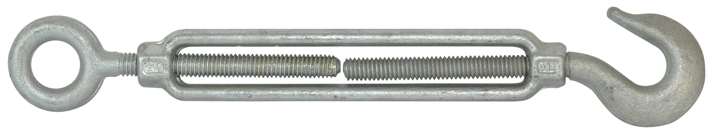1/4 Inch X 4 Inch Hot Galvanized 1030 Carbon Steel Hook And Eye Turnbuckle