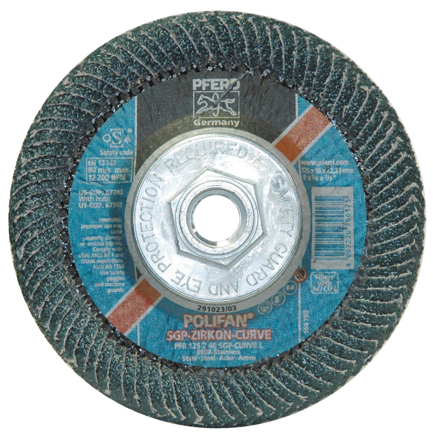 5 Inch X 5/8-11- Z Sgp Curve Steelox, 40 Grit, 3/16" Radius, Zirconia Alumina Z Flap Disc