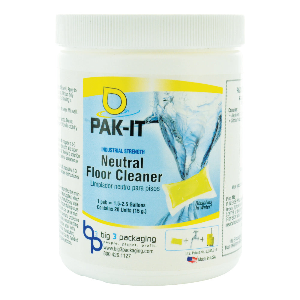 Pak-It Dissolvable Neutral Ph Floor Cleaner - 20 Count Jar
