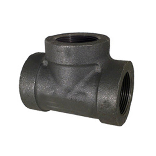 1-1/2 Inch Sch 80 Threaded Black Malleable Iron Straight Tee