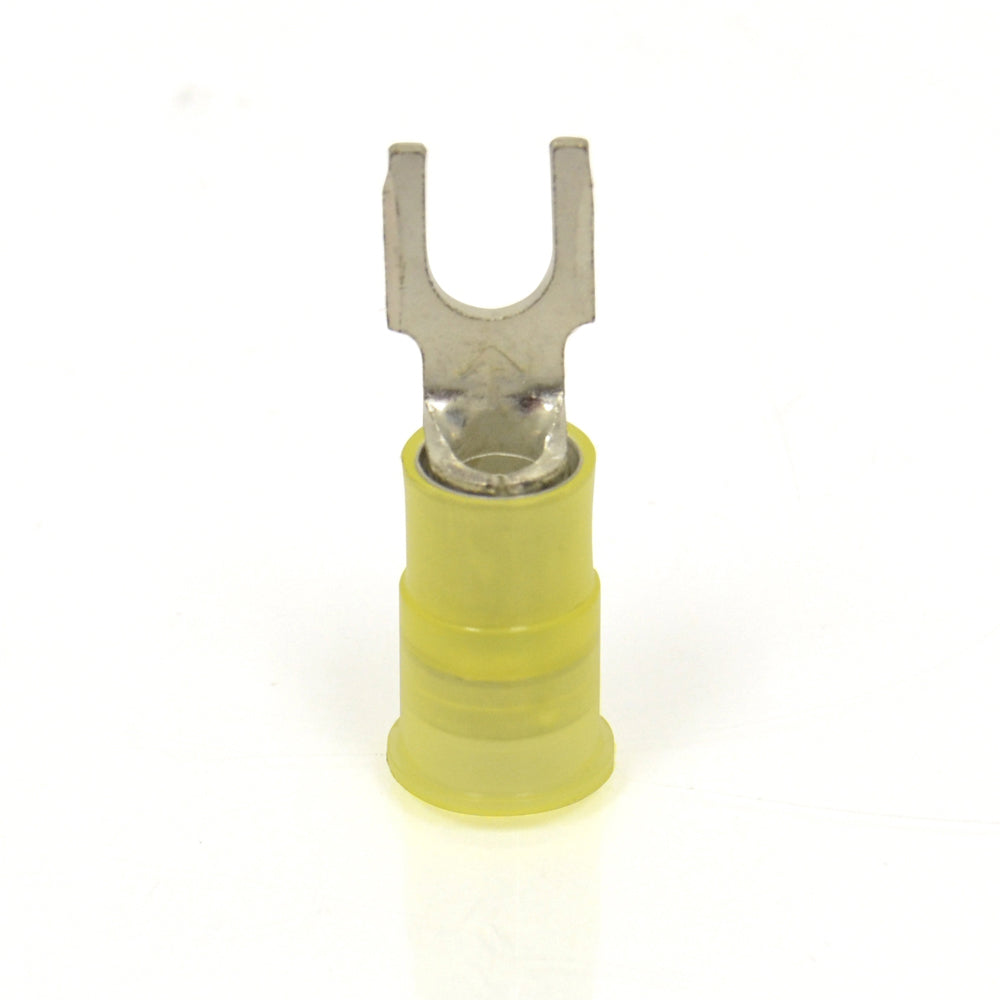 12-10 Awg #10 Stud Yellow Nylon Insulated Block Fork Terminal