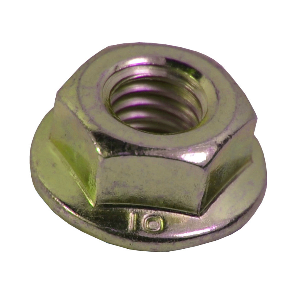 M8 x 1.25 Coarse Yellow Zinc Class 10 Serrated Jis Reduced Hex Flange Lock Nut