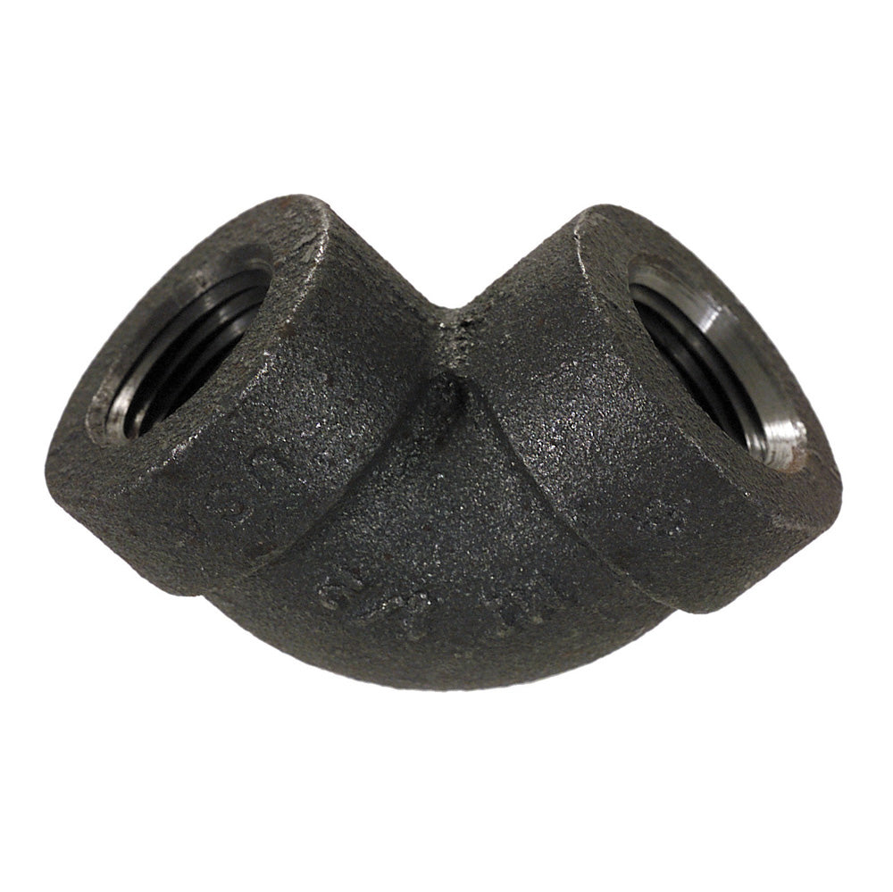1/2 Inch Sch 80 Fnpt Black Malleable Iron 90 Degree Elbow Usa