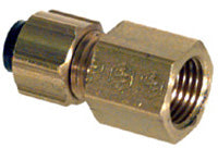 1/4 Inch X 3/8 Inch Brass Poly-Fit Flareless Tube Female Connector