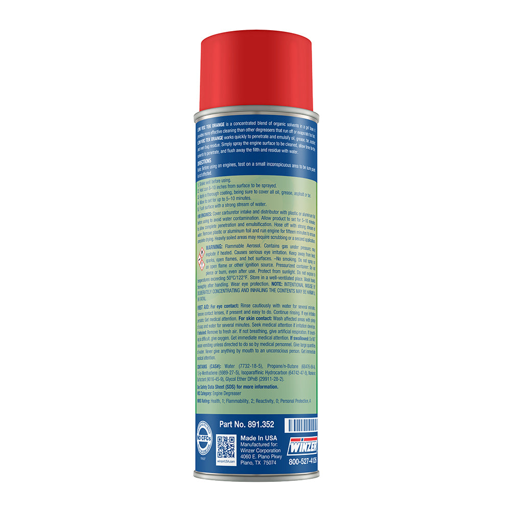 Winzer Tek Orange Low Voc Gel Engine Degreaser - 15 Oz Net Weight Aerosol