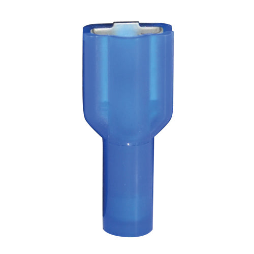16-14 Gauge Female Push On Connector 1/4" Tab Fully Insulated Nylon With Grip Blue