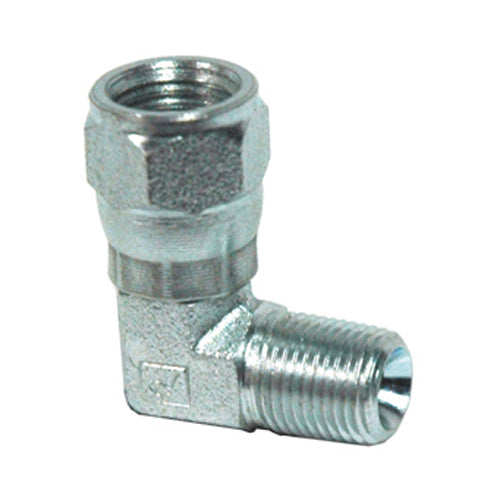 3/4 Inch 4000 Psi Zinc Plated Carbon Steel Female JIC Swivel 90 Degree Elbow To Male Pipe Swivel Adapter