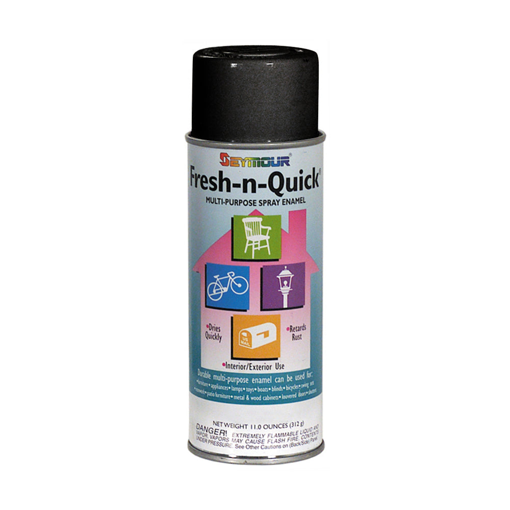 Seymour Economy Fresh N' Quick Flat Paint Aerosol Black - 10 Oz Net Wt. - Aerosol