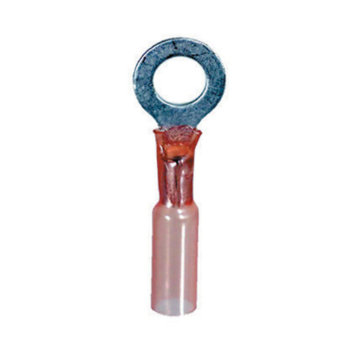 22-18 Gauge Ring Terminal 1/4" Stud Heat Shrink Nylon Insulated Ring Terminal Red