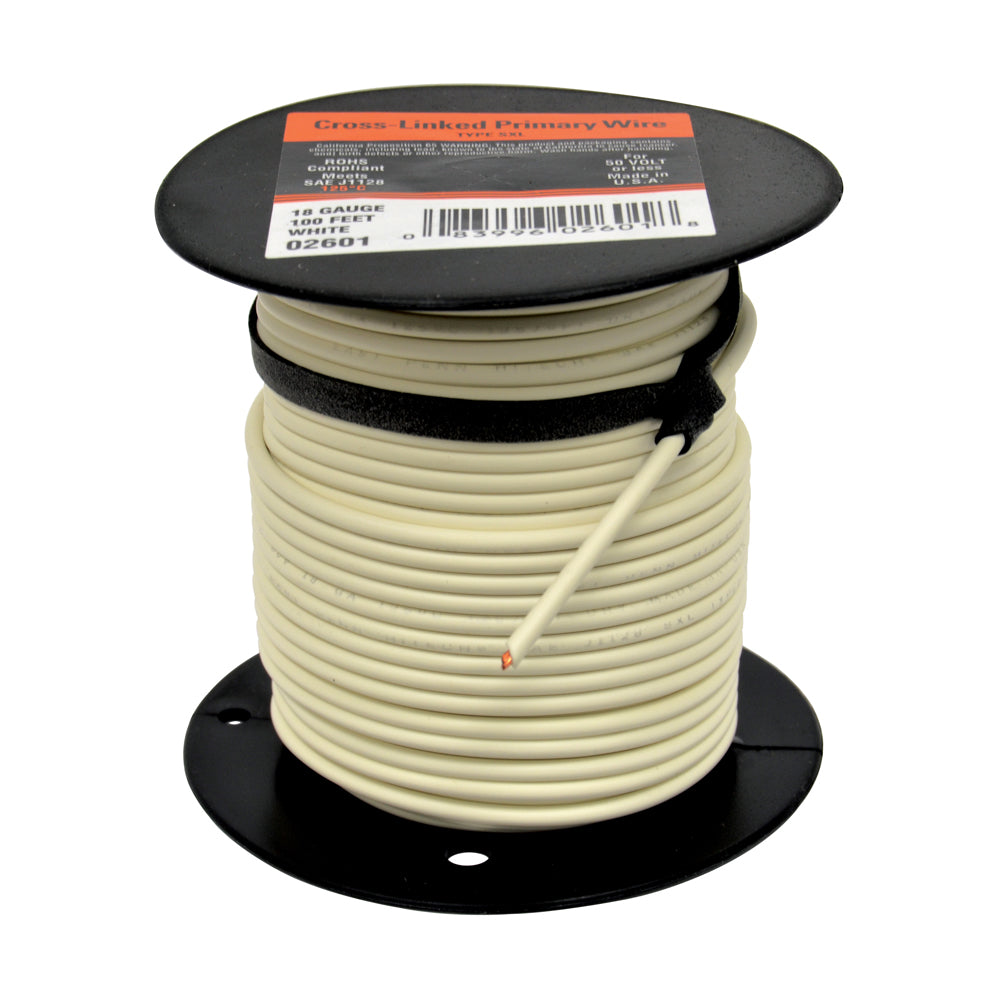 14 Awg Cross Link Primary Wire 100 Foot Roll White