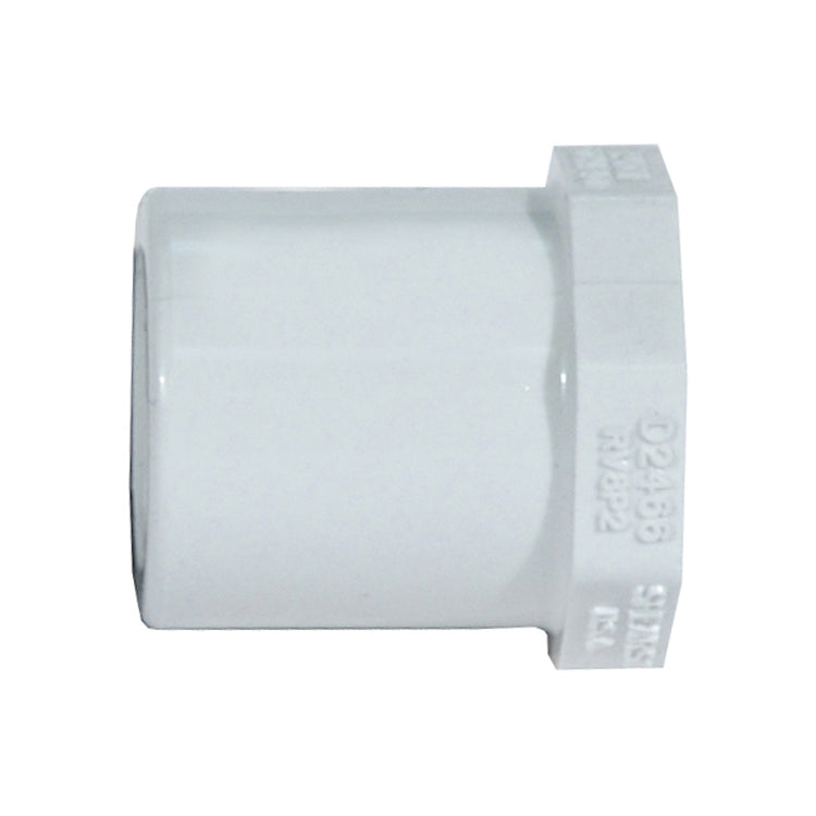 1 Inch x 3/4 Inch Spigot x Socket Sch 40 White Pvc Type 1 Flush Reducer Bushing