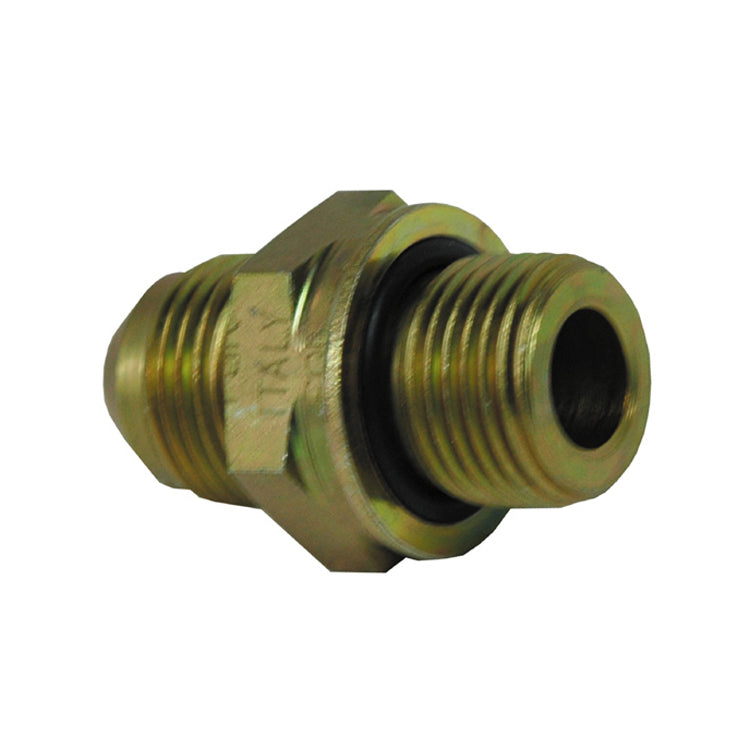 M18 x 1/2" 10000 Psi Zinc Plated Crbn Steel Male JIC 37° To Male Metric Straight Thread O-Ring Male Boss O-Ring Adapter