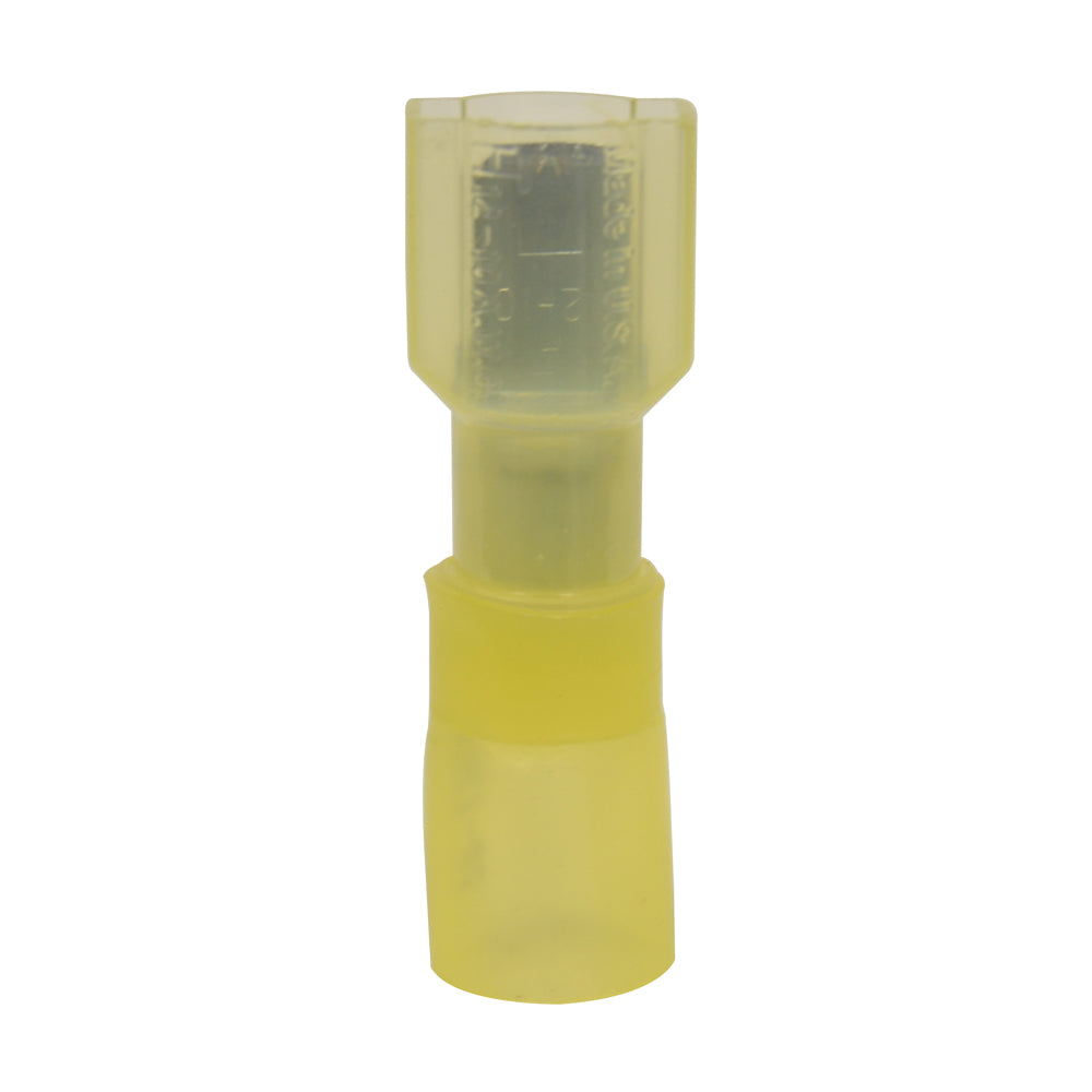 12-10 Gauge Male Push On Connector 1/4" Tab Fully Insulated Heat Shrink Nylon Yellow