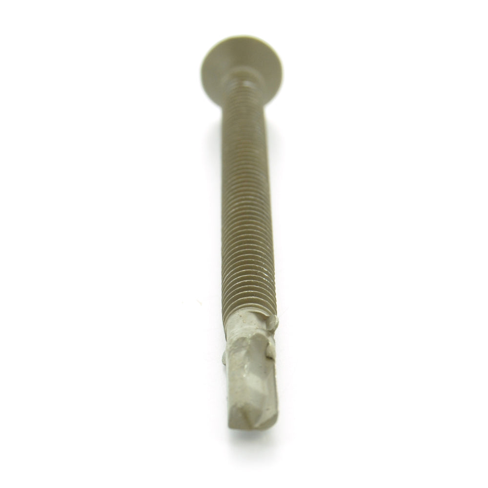 1/4-20 x 2-3/4 Inch Coated Steel #4 Point Flat - Countersunk Head Self-Drilling Tek Screw With Wings