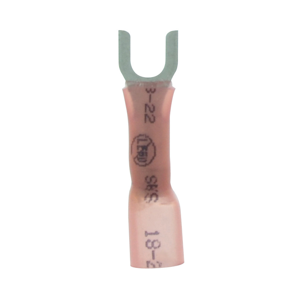 22-18 Gauge Lead Free Heat Shrink- Crimp & Solder Fork Spade #8 Stud Red