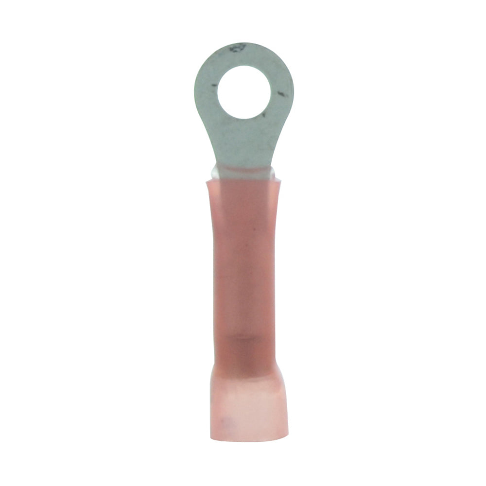 22-18 Gauge Lead Free Heat Shrink- Crimp & Solder Ring Terminal #8 Stud Red