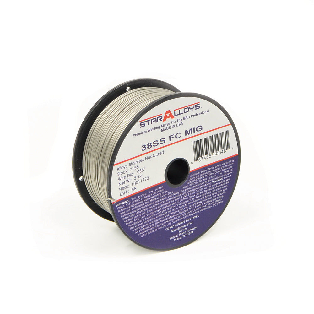 Star-Alloys 0.035 Inch 38Ss Stainless Steel Flux Cored Mig Wire - 2 Lb