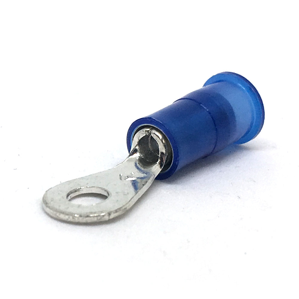 16-14 Gauge Nylon Insulated Ring Terminal Blue #6 Stud