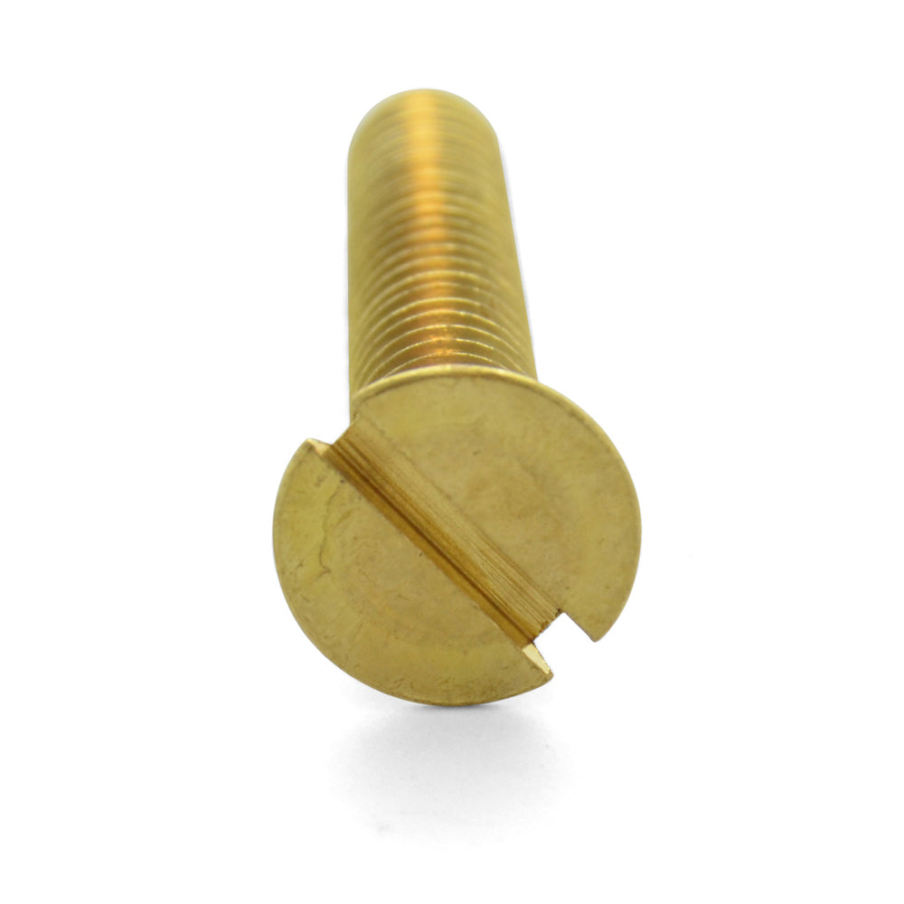 5/16-18 x 2-1/2 Inch Coarse Plain Brass Slotted Drive Flat Countersunk Head Machine Screw