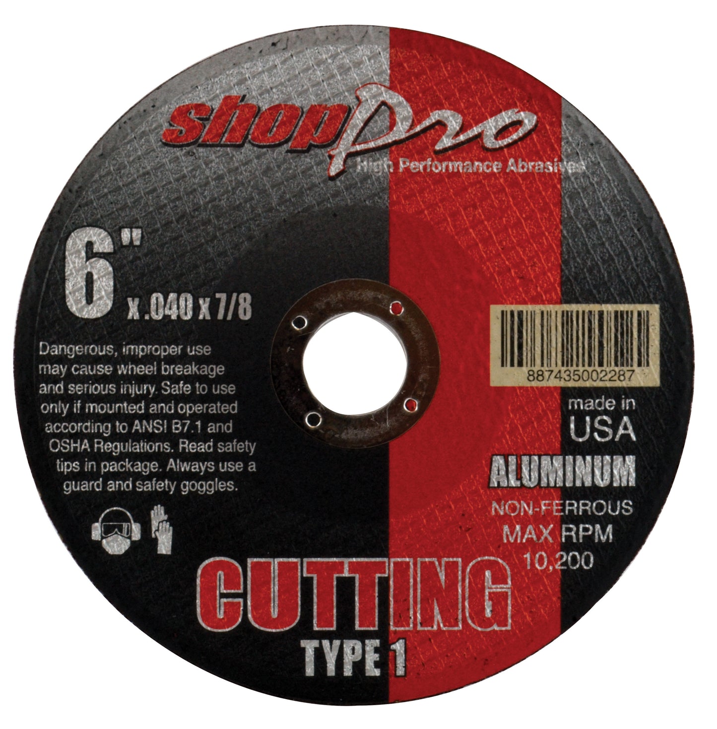Shop Pro Type 1 Aluminum Cut-Off Wheel - 6" x .040" x 7/8"