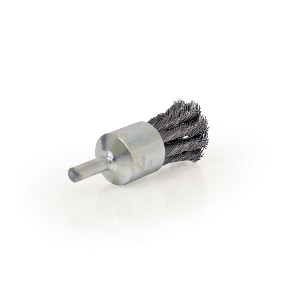 1 Inch x 0.020 Inch Carbon Steel Knot Straight Cup Stem Mounted End Brush
