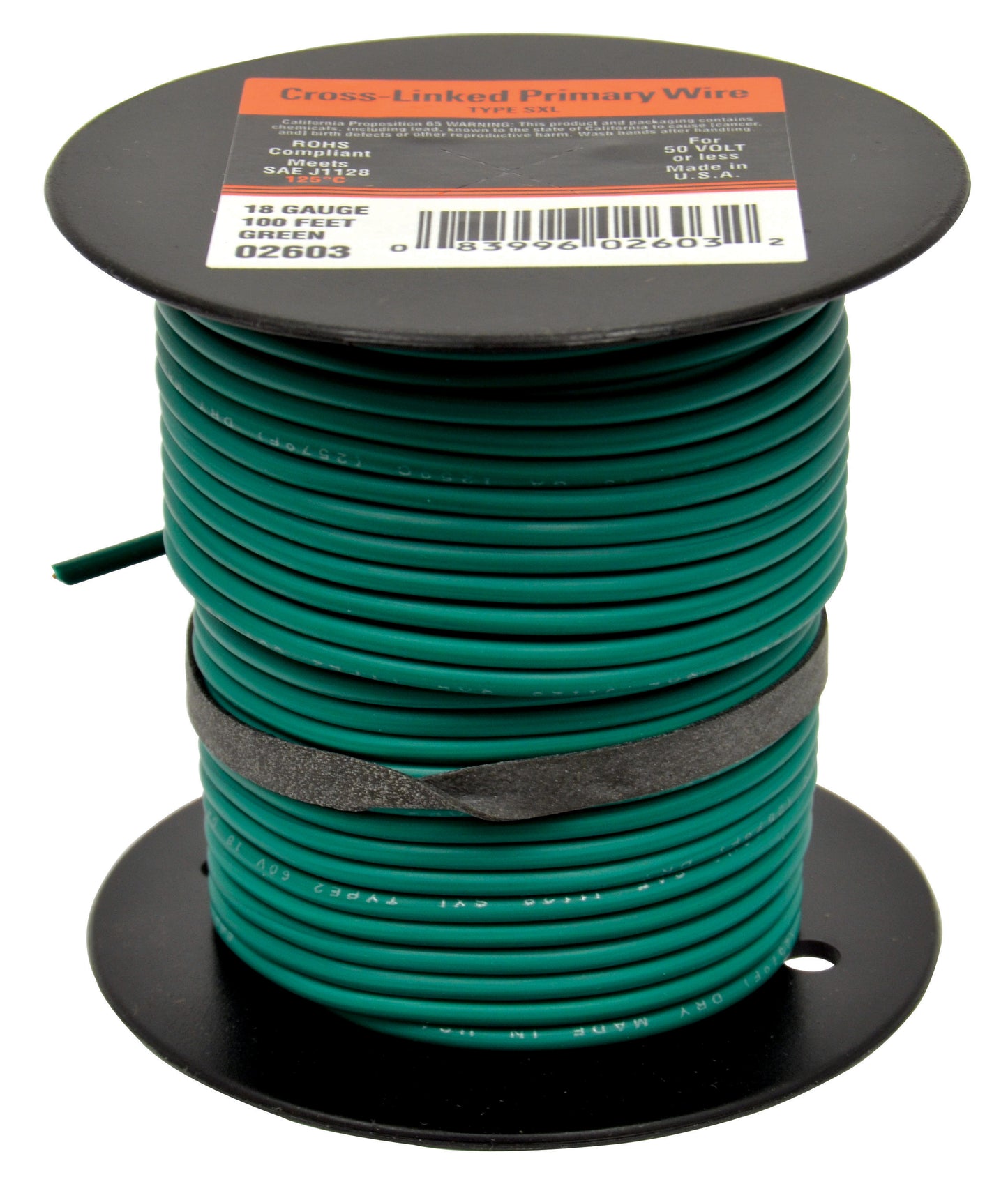 Cross Link Primary Wire Green 18G 100'