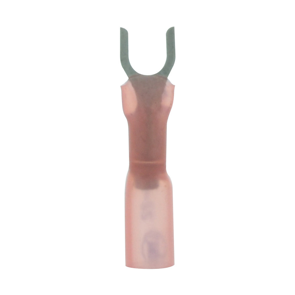 22-18 Gauge Fork Spade Terminal #6 Stud Heat Shrink Nylon Insulated Red