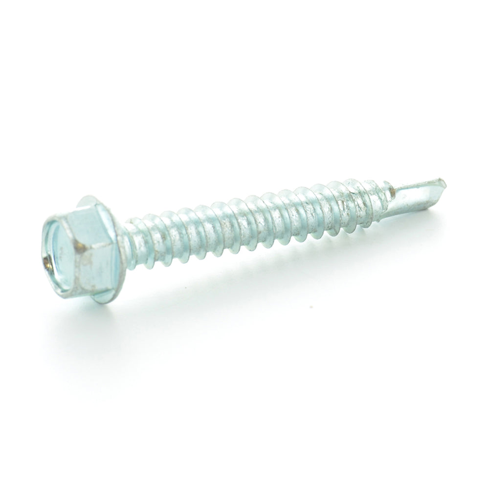 #12-24 x 1-1/4 Inch 410 Stainless Steel #5 Point Indented Hex Washer Head Self-Drilling Tek Screw