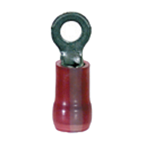 22-18 Gauge Ring Terminal #4 Stud Nylon Insulated Red