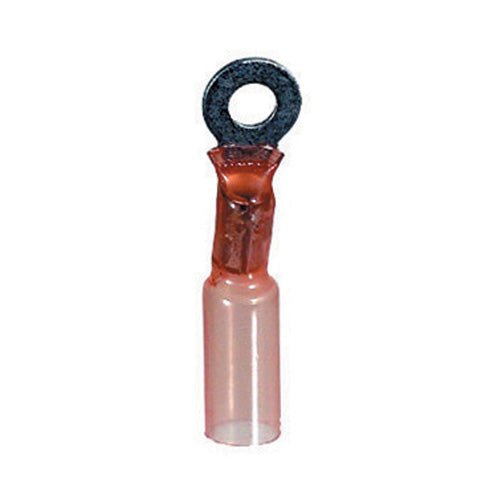 22-18 Gauge Ring Terminal #6 Stud Heat Shrink Nylon Insulated Red