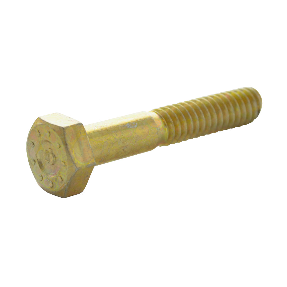 1/4-20 x 3-1/2 Inch Coarse Yellow Zinc L9 Steel Hex Head Cap Screw USA