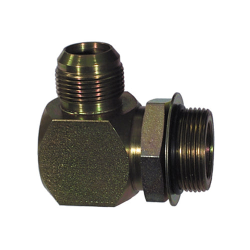 1-1/4" 4000 Psi Zinc Plated Crbn Steel Male Boss O-Ring 90° Elbow To Male JIC 37° Male Boss O-Ring Adapter