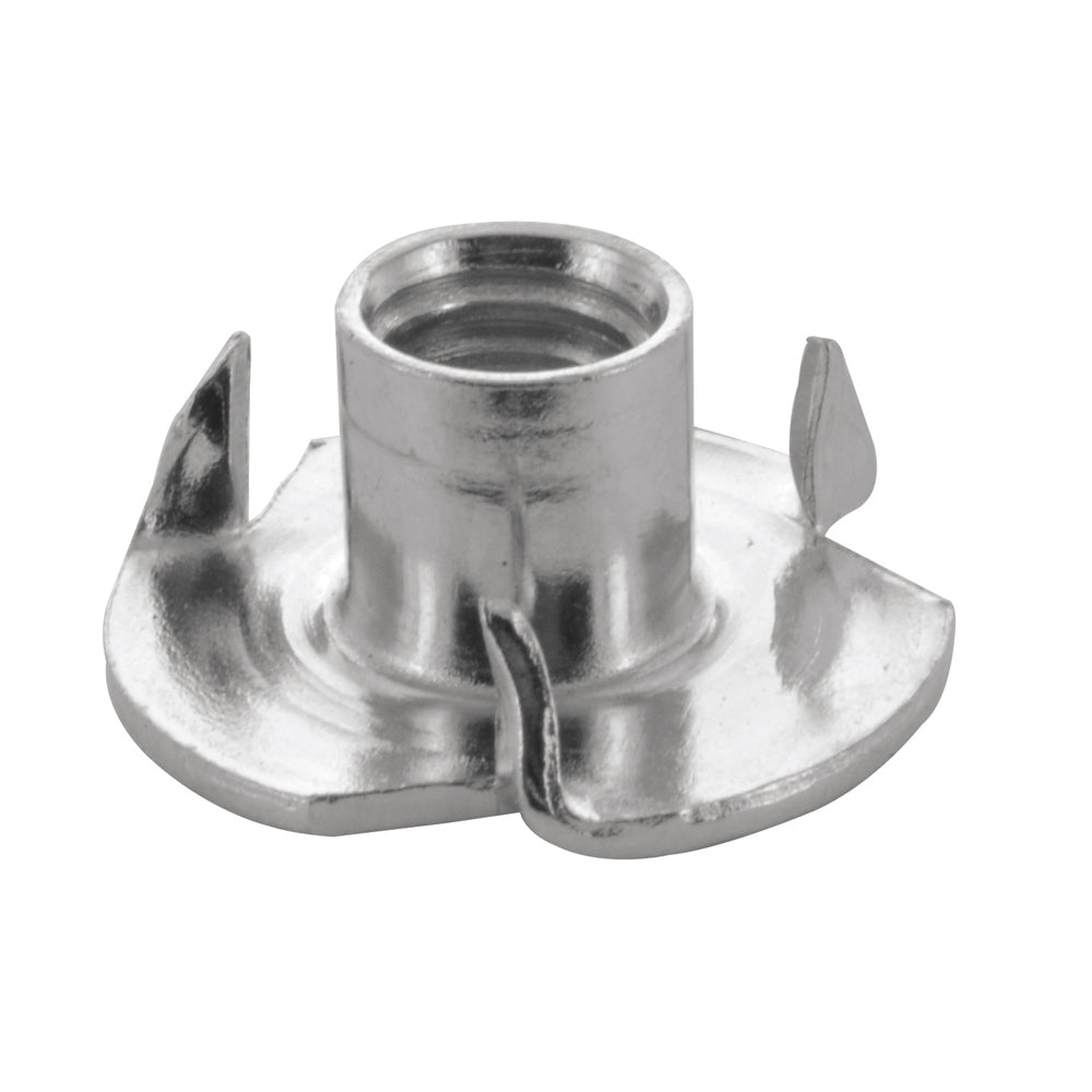 #10-32 Fine 3 Prongs Zinc Plated Steel Straight Barrel T-Nut