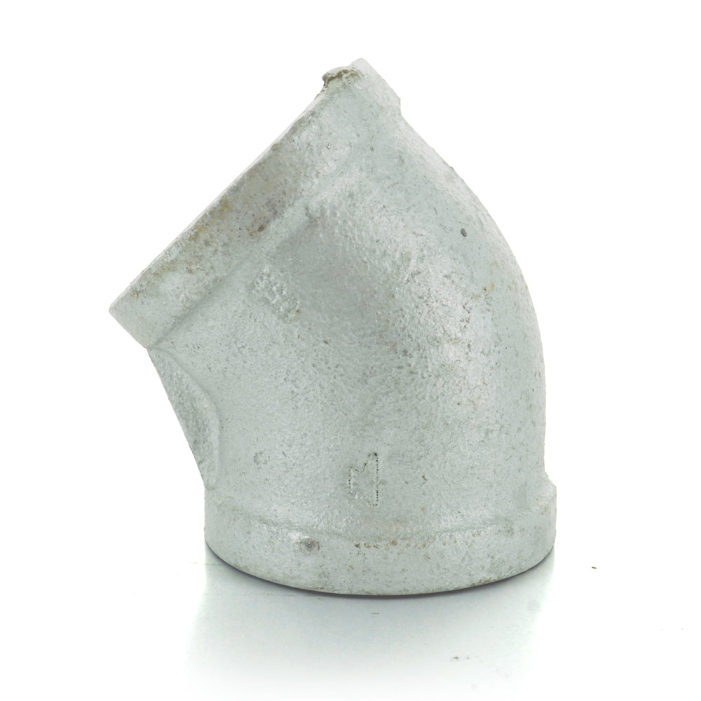 2" Schedule 40 Female NPT Galvanized Welded Malleable Iron 45 Degree Elbow USA