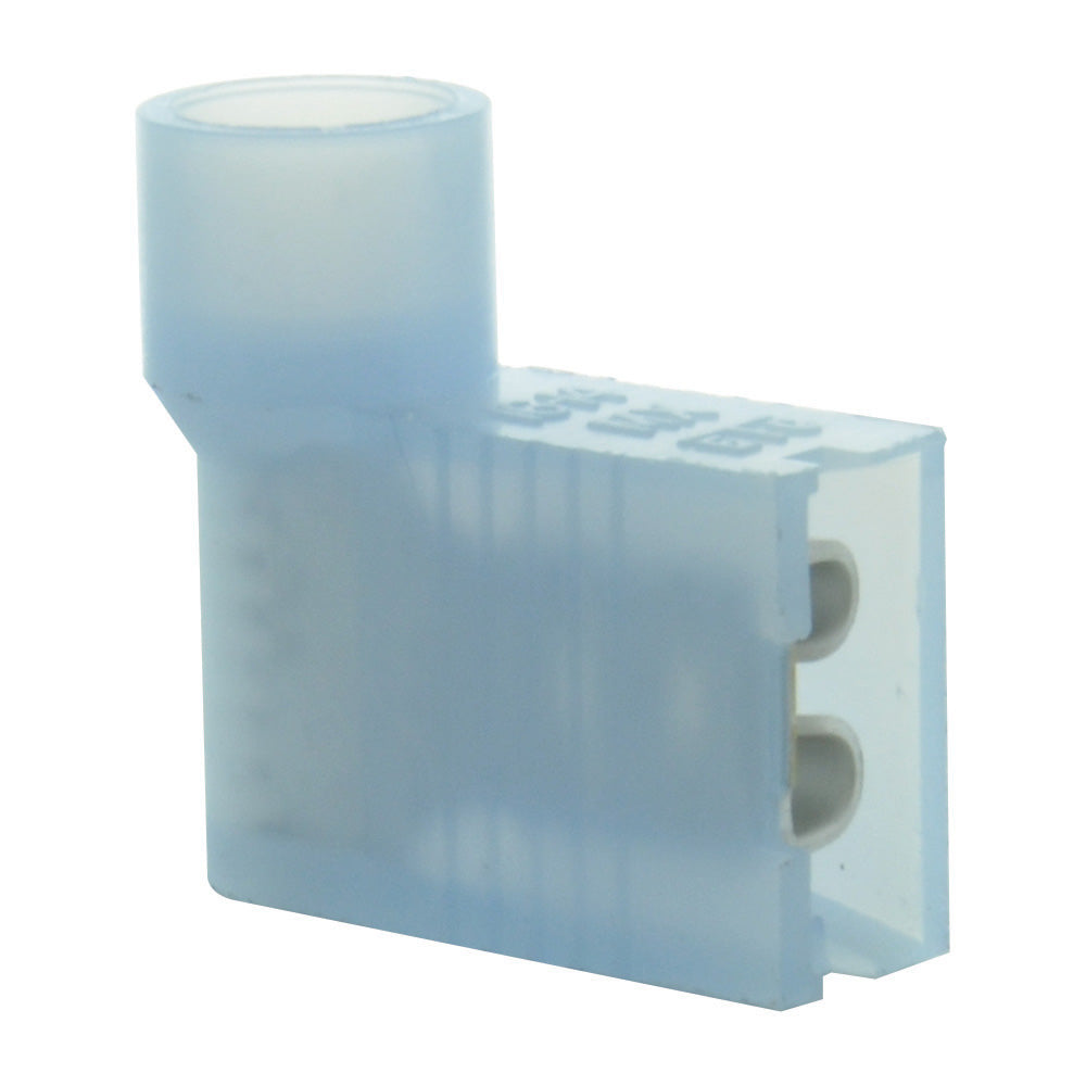 16-14 Gauge 90 Degree Female Push On Connector 3/16" Tab Fully Insulated Nylon Blue