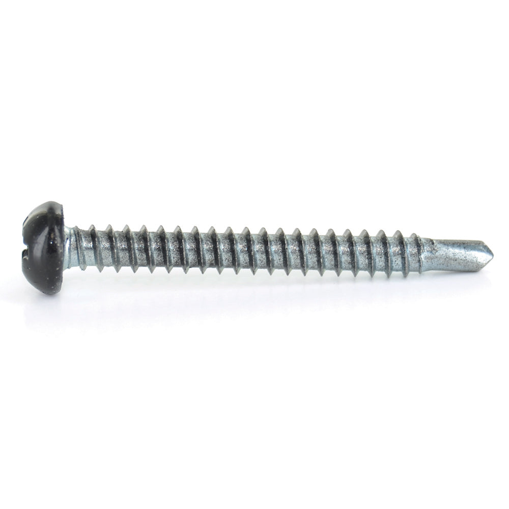 #8 x 1-1/2 Inch Painted Self-Drilling Pan Head Square Drive Screws - Black