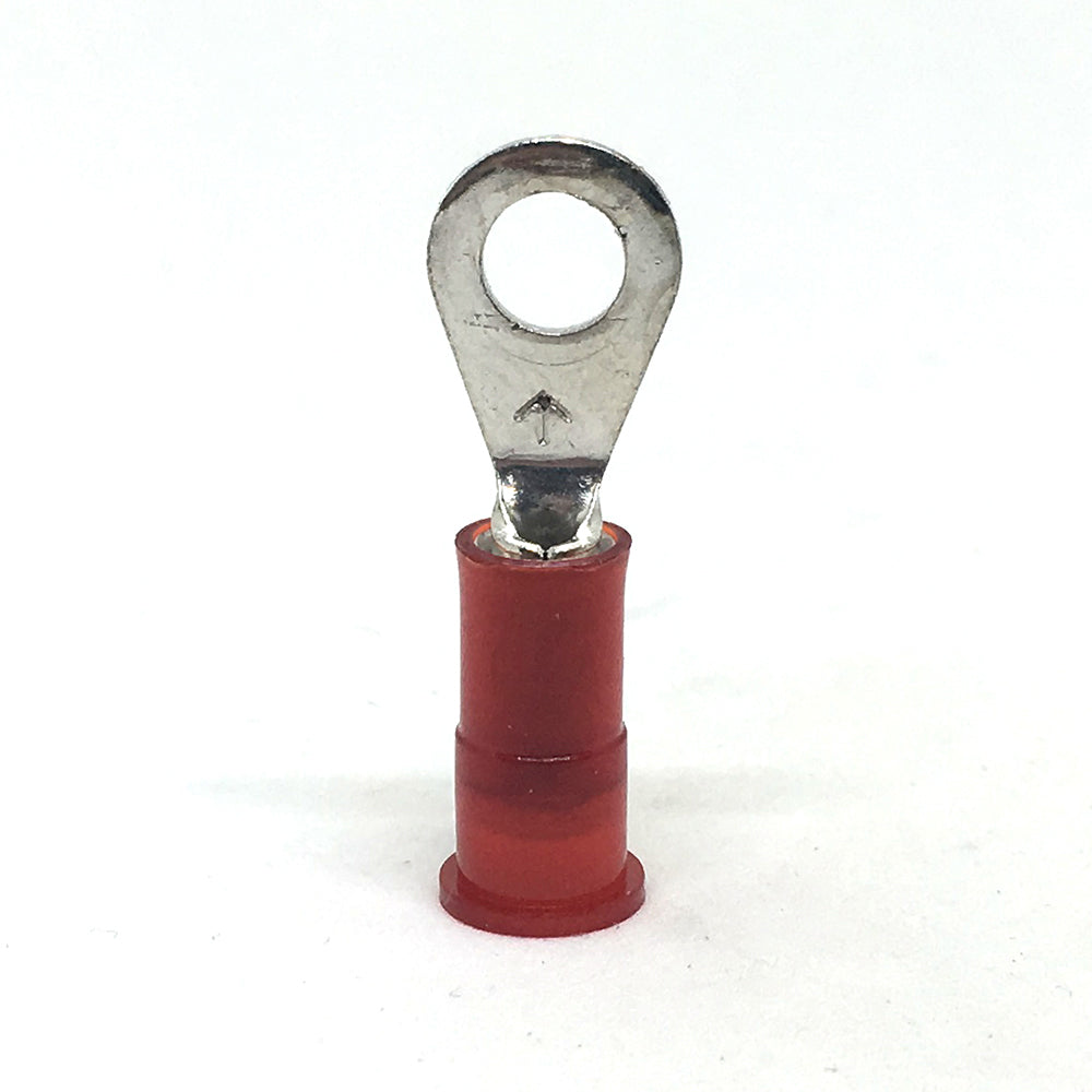 22-18 Gauge Nylon Insulated Ring Terminal Red #8 Stud