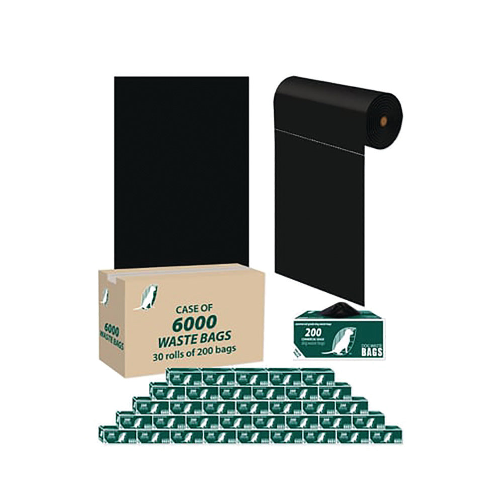 Heavy Duty Black Dog Waste Bags 8"X13"6000 Bags (30 Boxes Of 200 Bags)