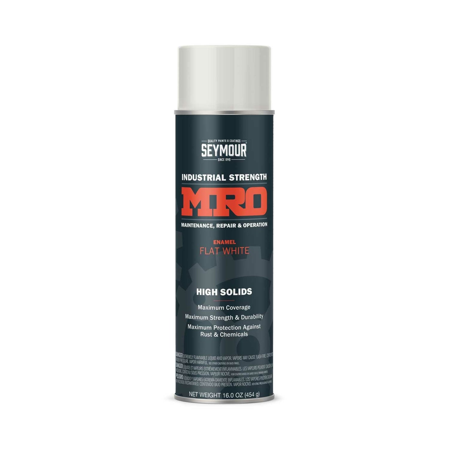 MRO Industrial High-Solids Spray Paint- Flat White - 16 OZ. Net Fill Wt.